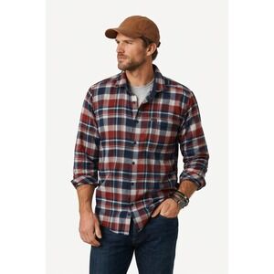 Guide London Mens Plaid Flannel Shirt Red White Navy Blue British Design Large